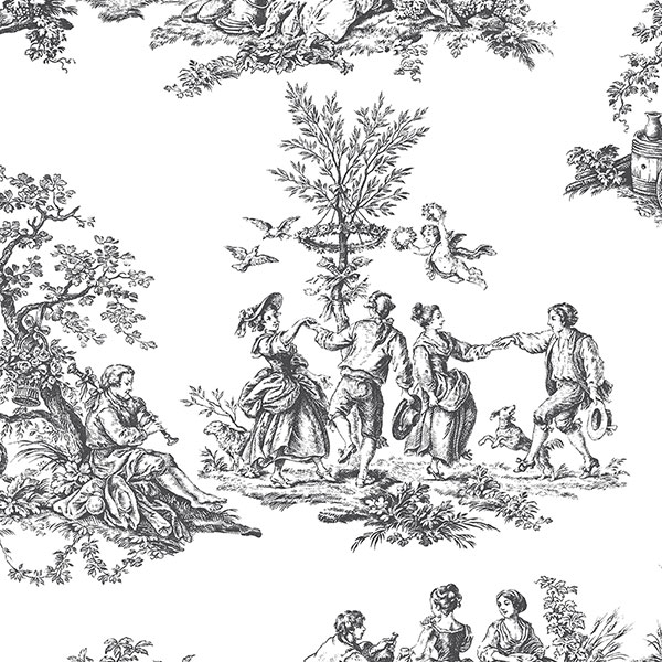 Patton Wallcoverings CH22508 Manor House Romantic Toile Wallpaper